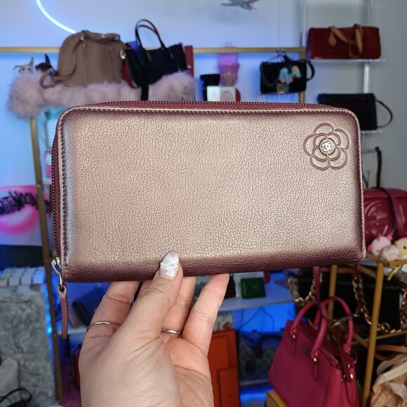 Chanel Deep Purple Iridescent Large Zip Around Wallet - Picture 1 of 16
